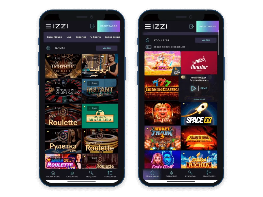 Izzi Casino mobile vers